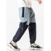 Mens 100  Cotton Contrasting Color Stitching Snap Pocket Cargo Jogger Pants