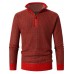 Men Vintage Knitted Stand Collar Contrast Color Plus Velvets Half Zipper Sweater Sweaters