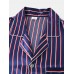 Mens Basic Striped Silk Thin Long Sleeve Home Casual Pajama Set