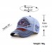 Menico Men Cotton Damaged Brushed Nostalgic Stitching Outdoor Adjustable Sunshade Baseball Cap