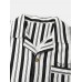 Cotton Mens Vertical Stripes Revere Collar Long Sleeve Home Pajama Set With Pocket